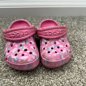 Toddler Pink Unicorn Crocs Size C4